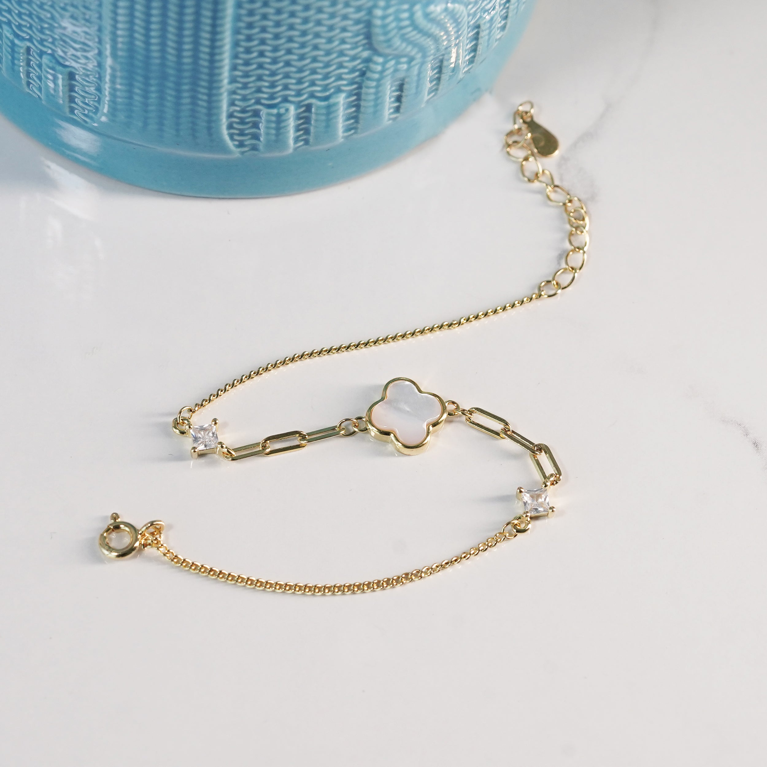 White Clover Charm Bracelet