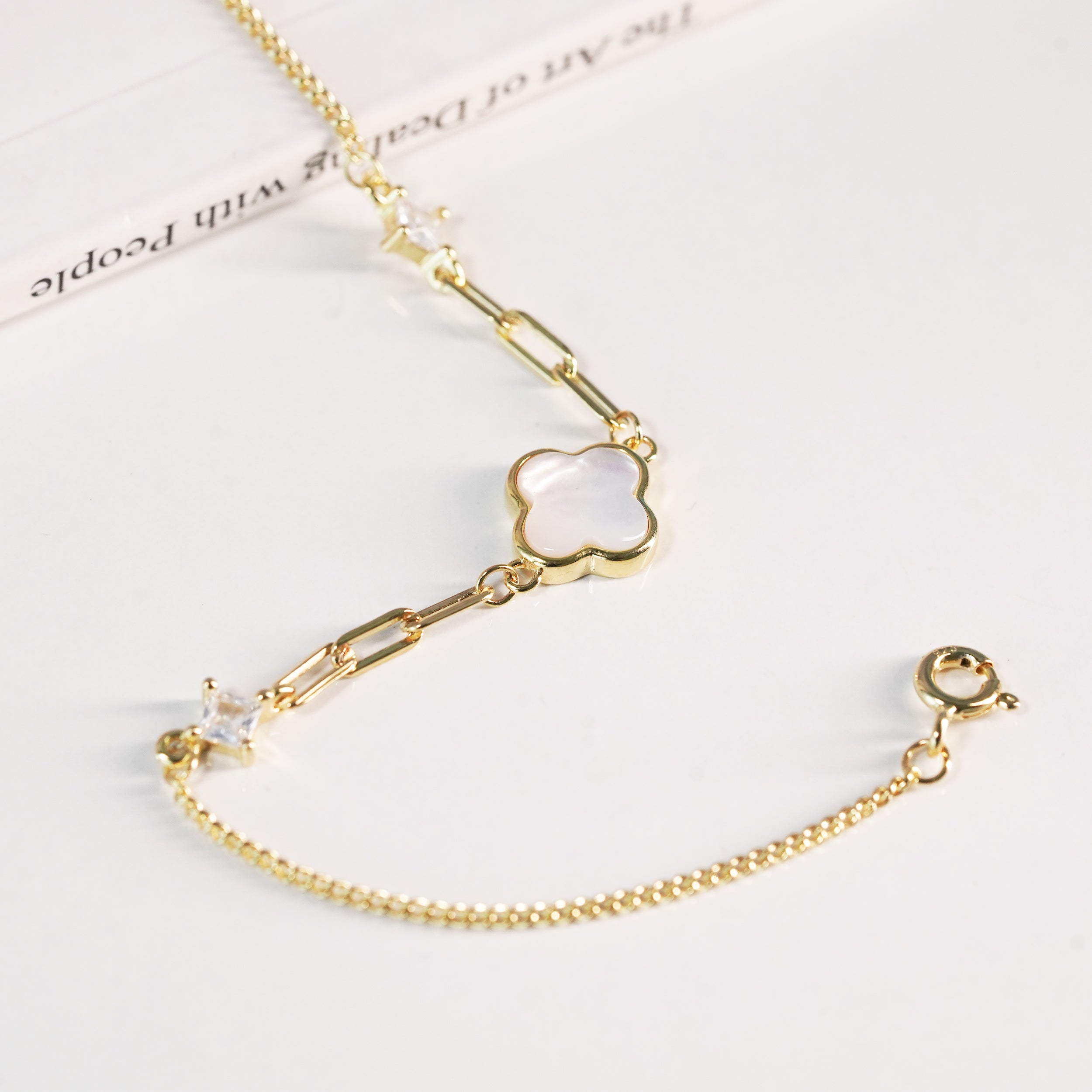 White Clover Charm Bracelet