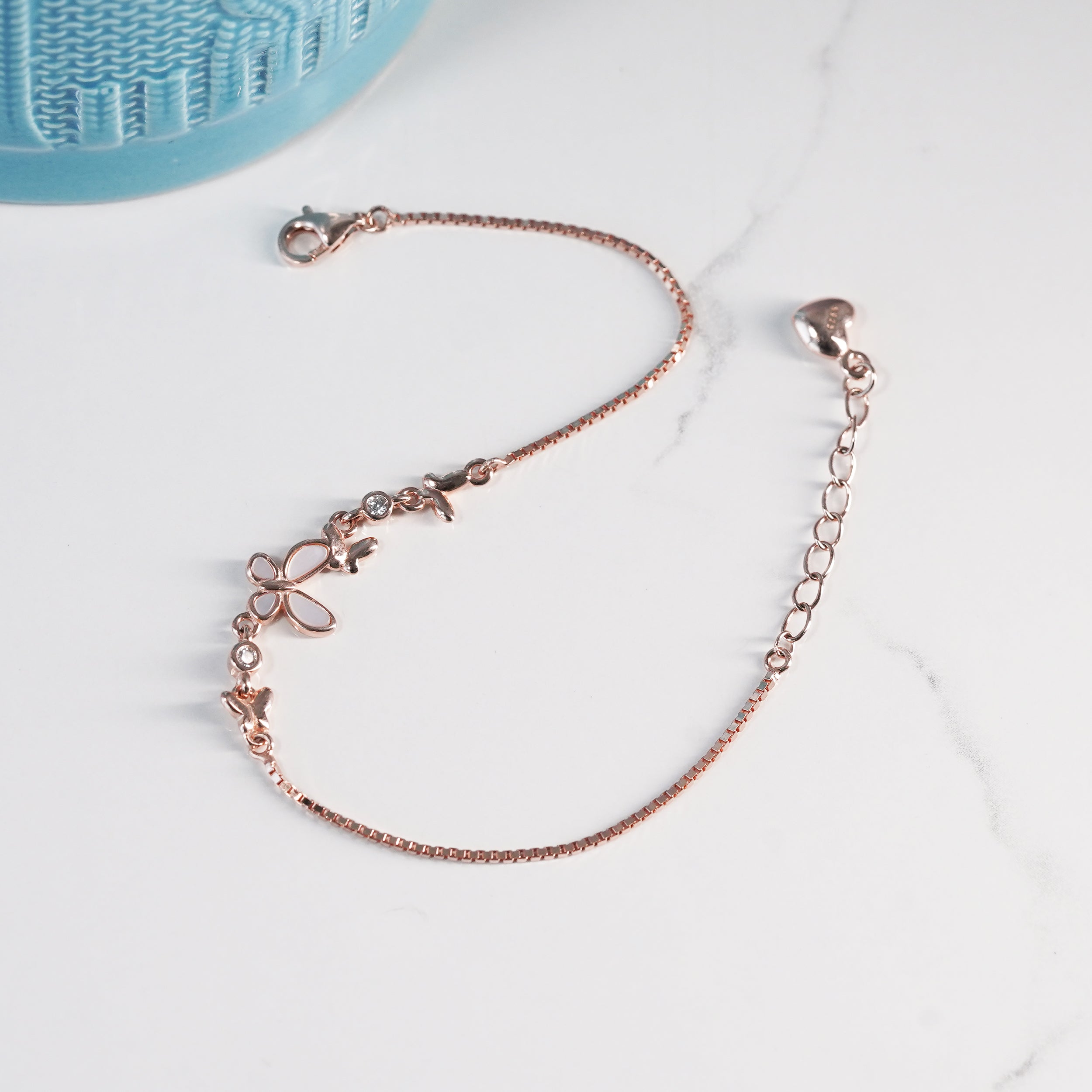 Tiny Butterfly Rose Gold Bracelet
