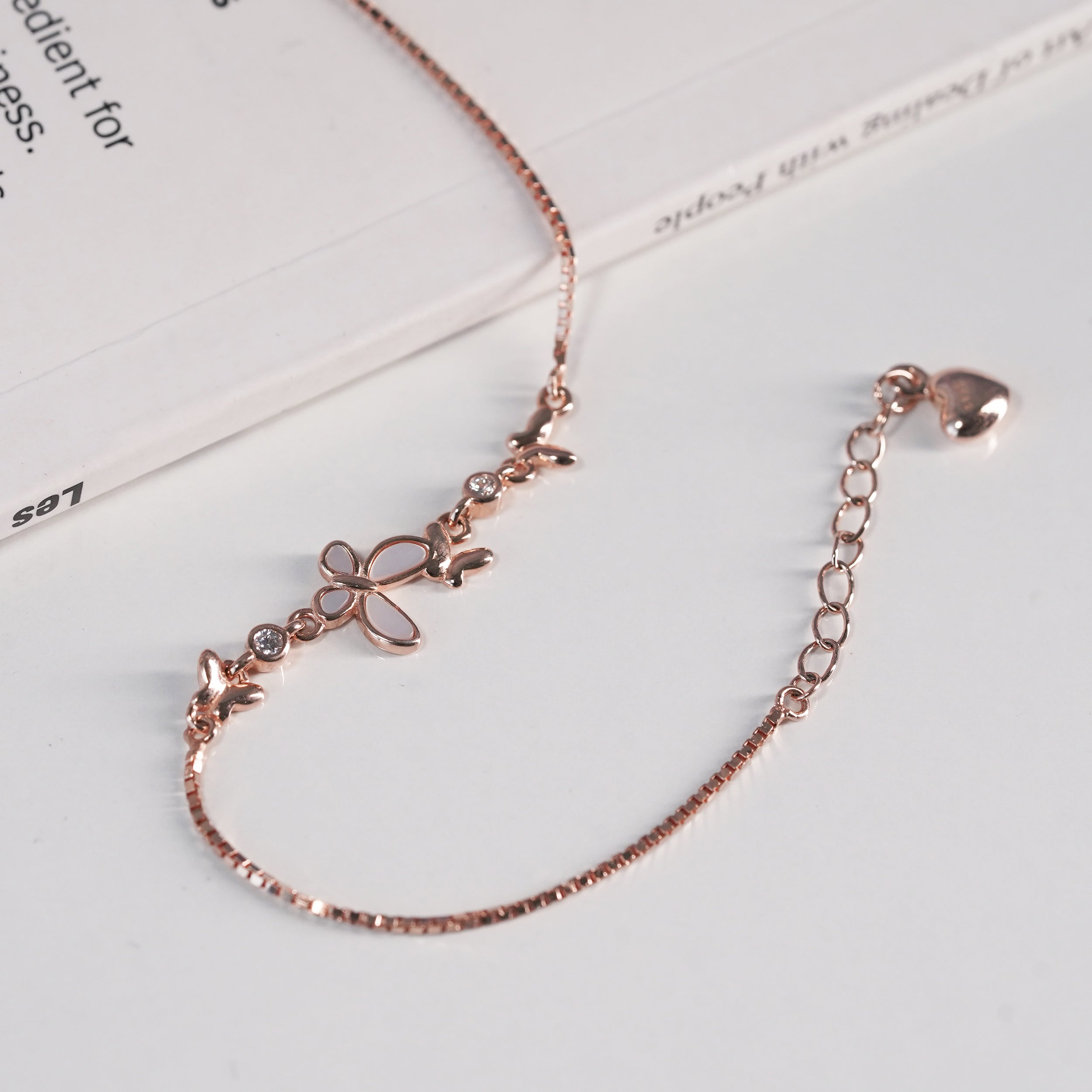 Tiny Butterfly Rose Gold Bracelet