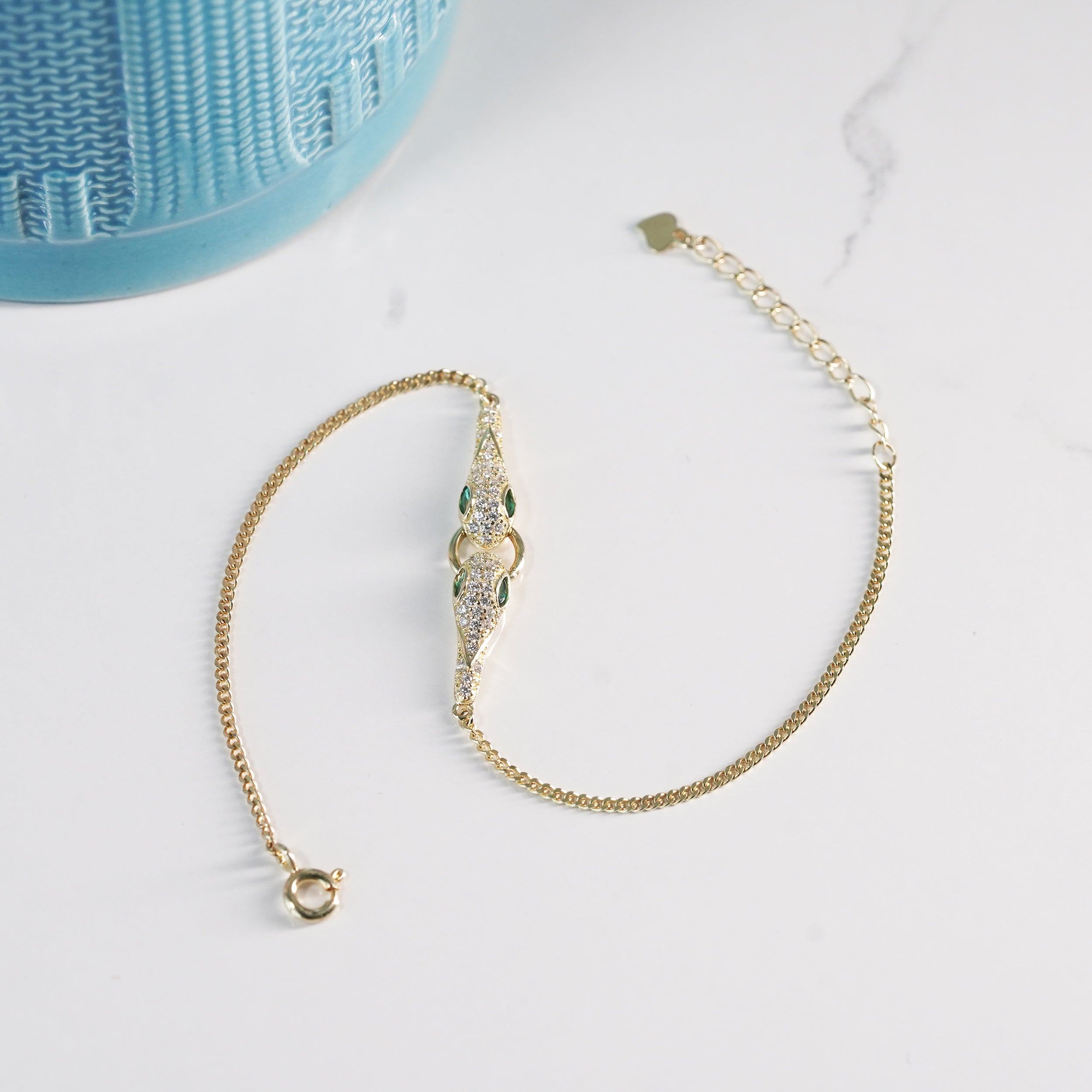 Gold Snake Charm Bracelet