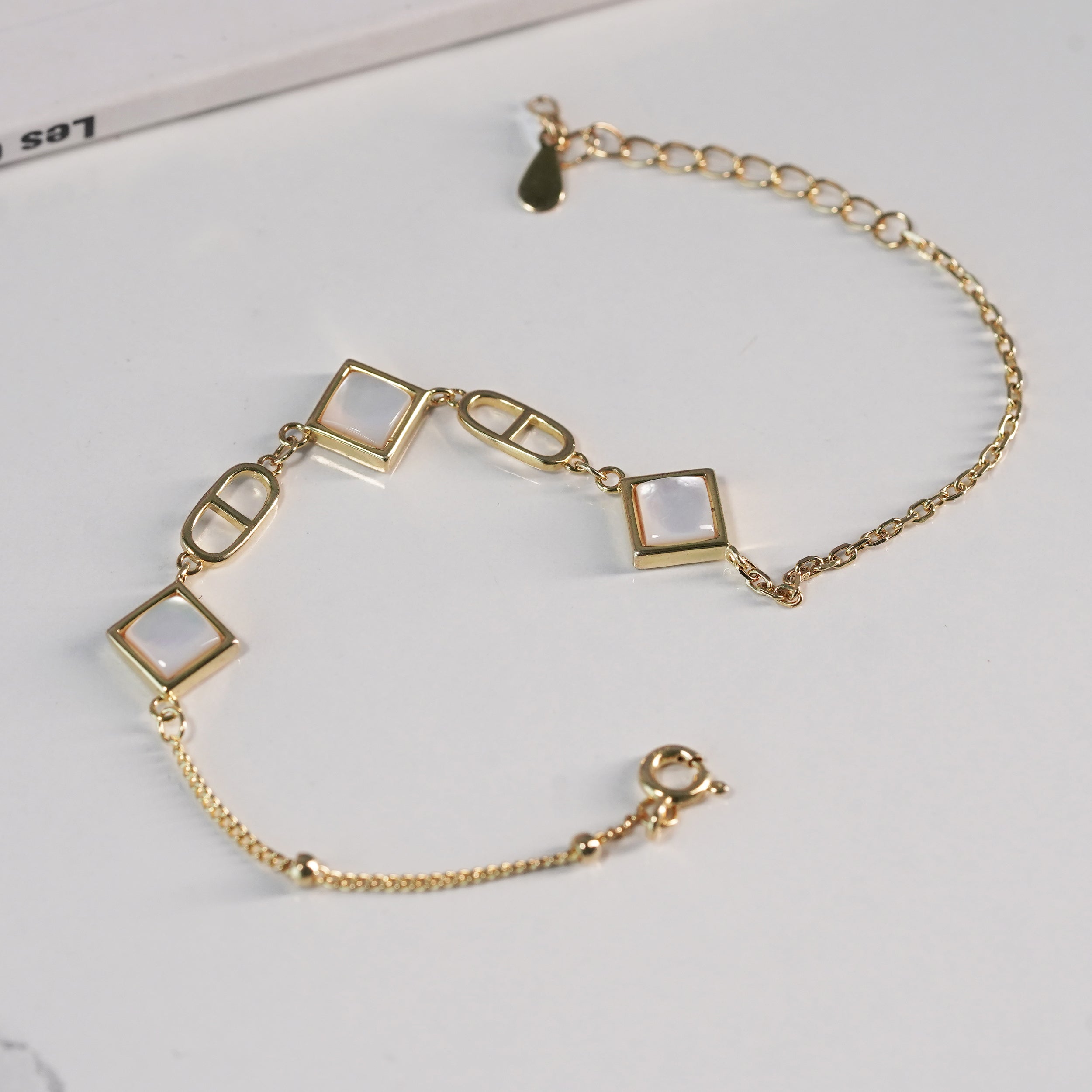 Golden Geometric MOP Bracelet