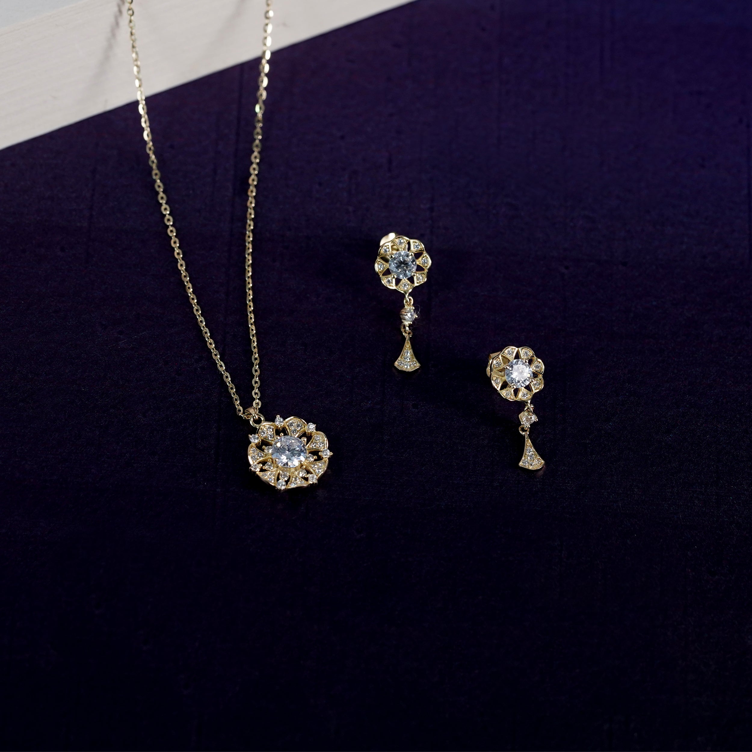 Floral Sparkle Necklace & Earrings