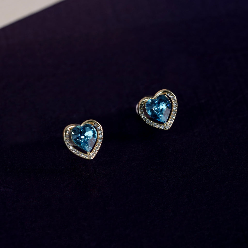 Blue Heart Charm Necklace & Earrings