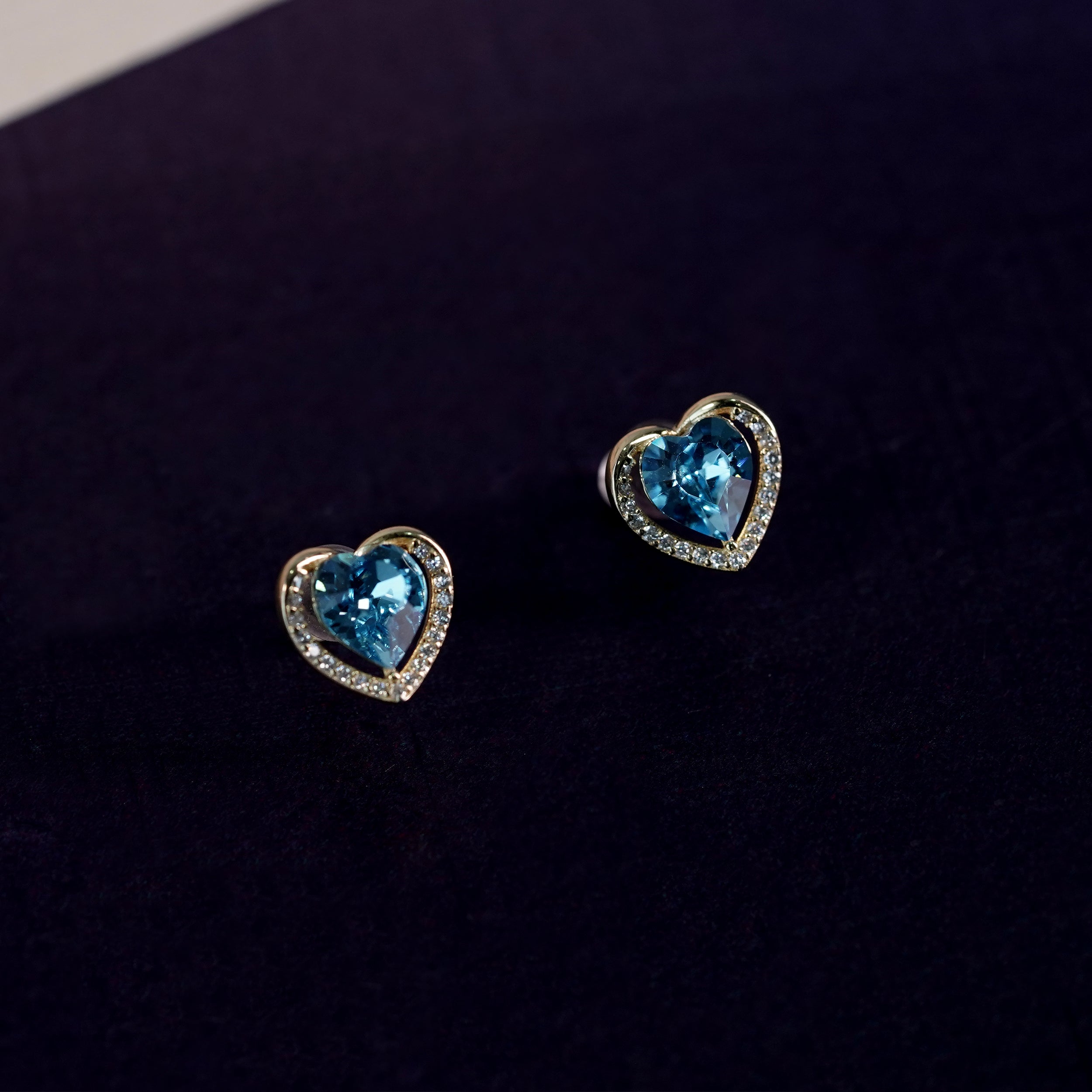 Blue Heart Charm Necklace & Earrings