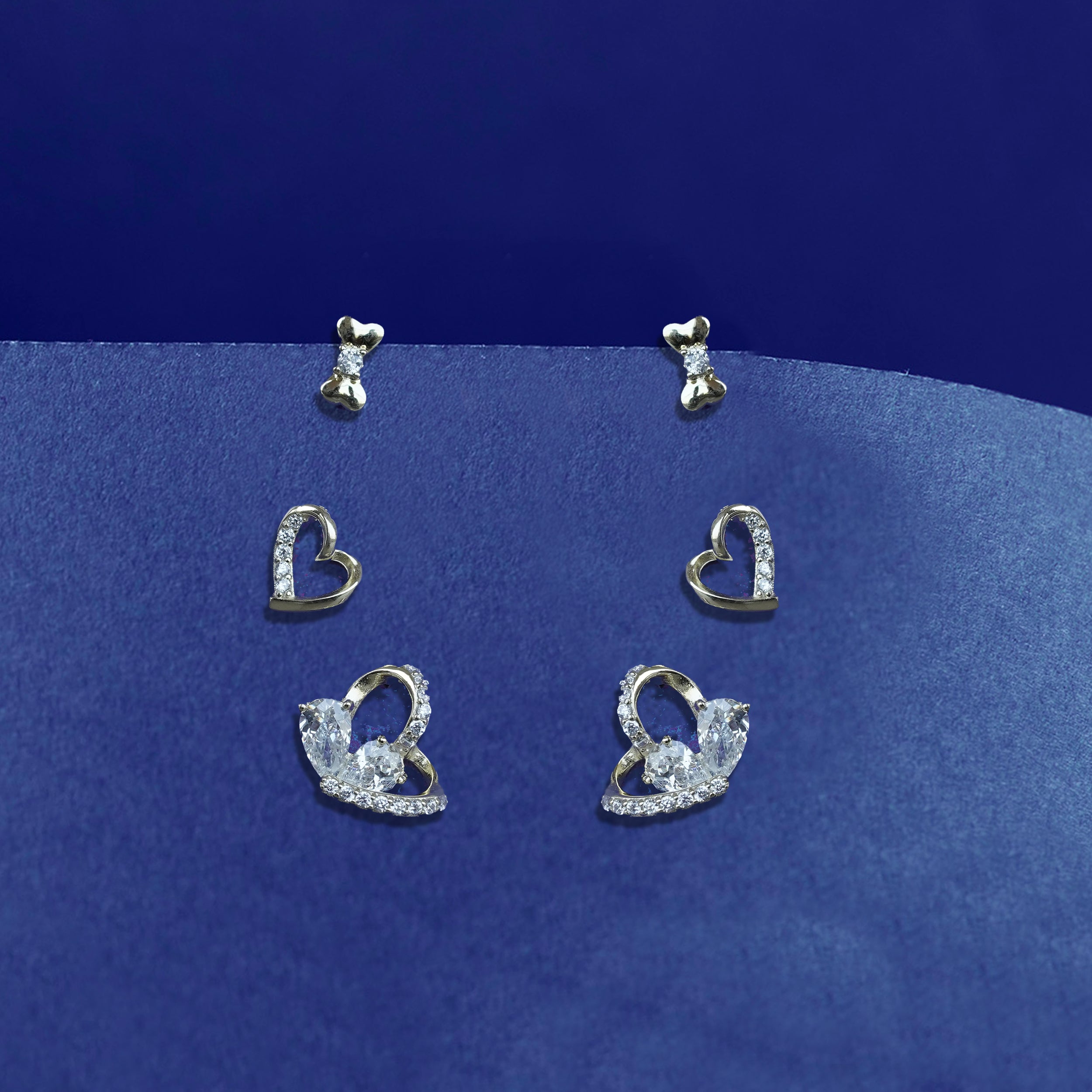 Elegant Heart Trio Earrings