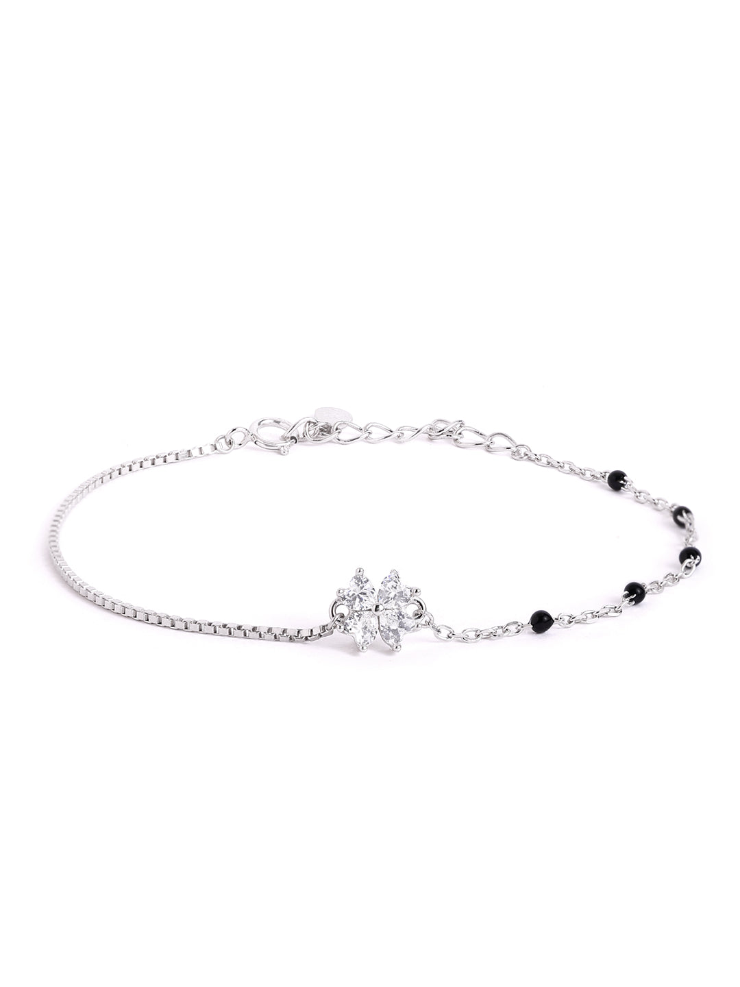 925 sterling silver mangalsutra bracelet with black beaded chain