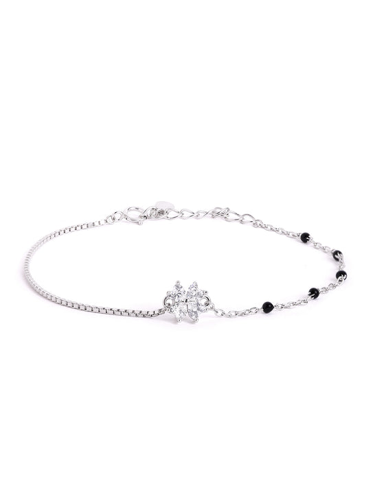 925 sterling silver mangalsutra bracelet with black beaded chain