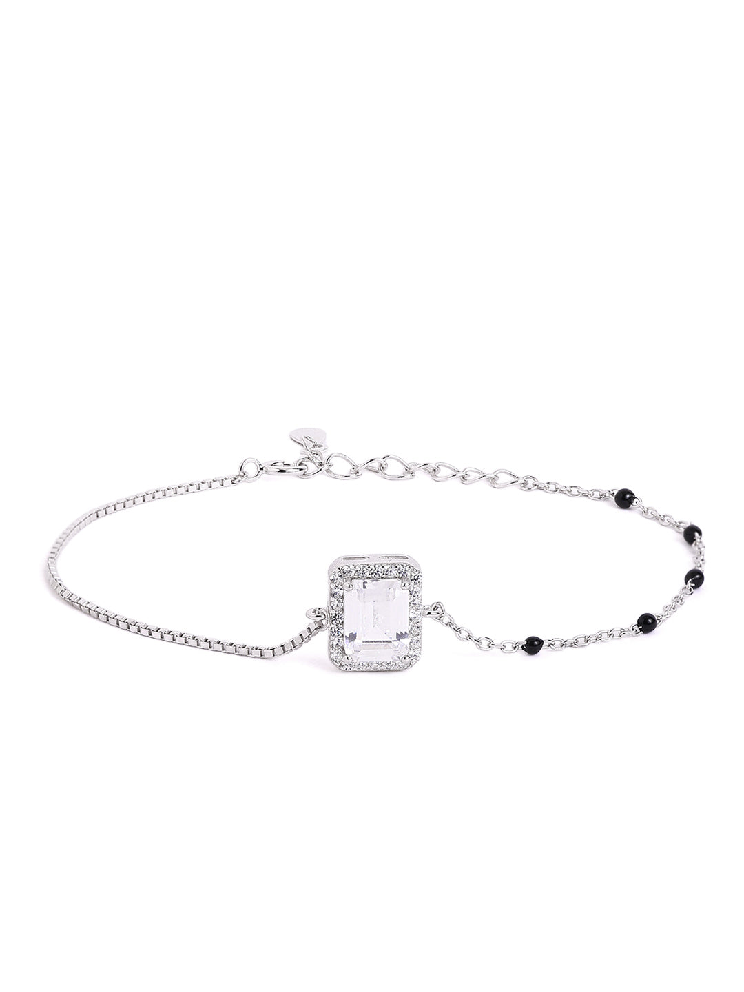 925 sterling silver mangalsutra bracelet with black beaded chain