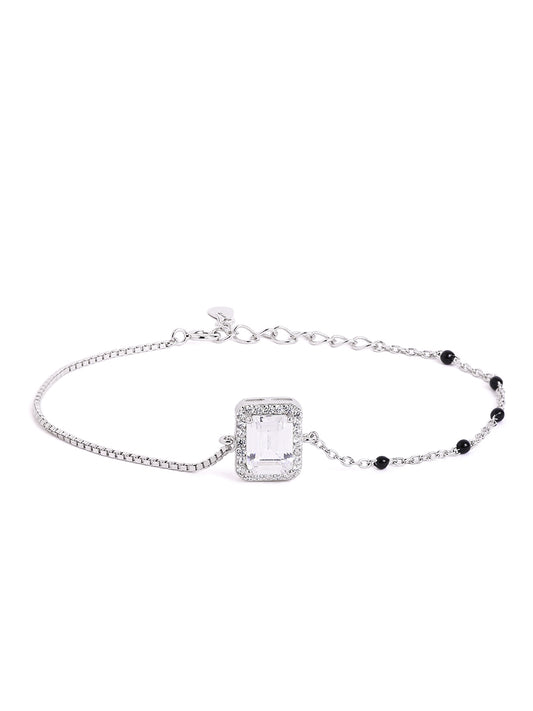 925 sterling silver mangalsutra bracelet with black beaded chain