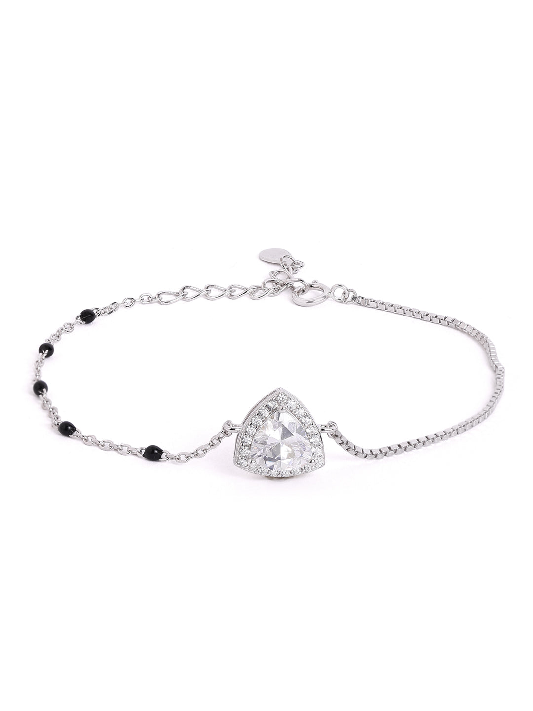925 sterling silver mangalsutra bracelet with black beaded chain