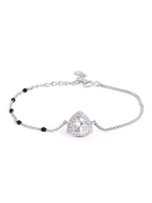 925 sterling silver mangalsutra bracelet with black beaded chain