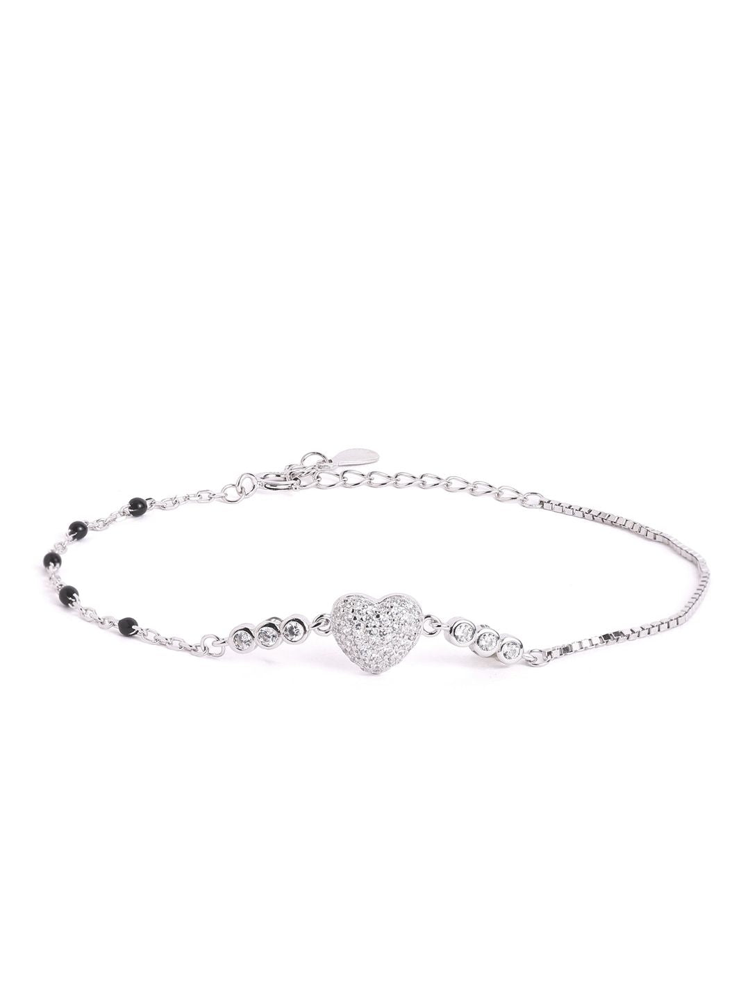 925 sterling silver mangalsutra bracelet with black beaded chain