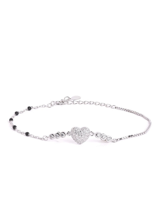 925 sterling silver mangalsutra bracelet with black beaded chain