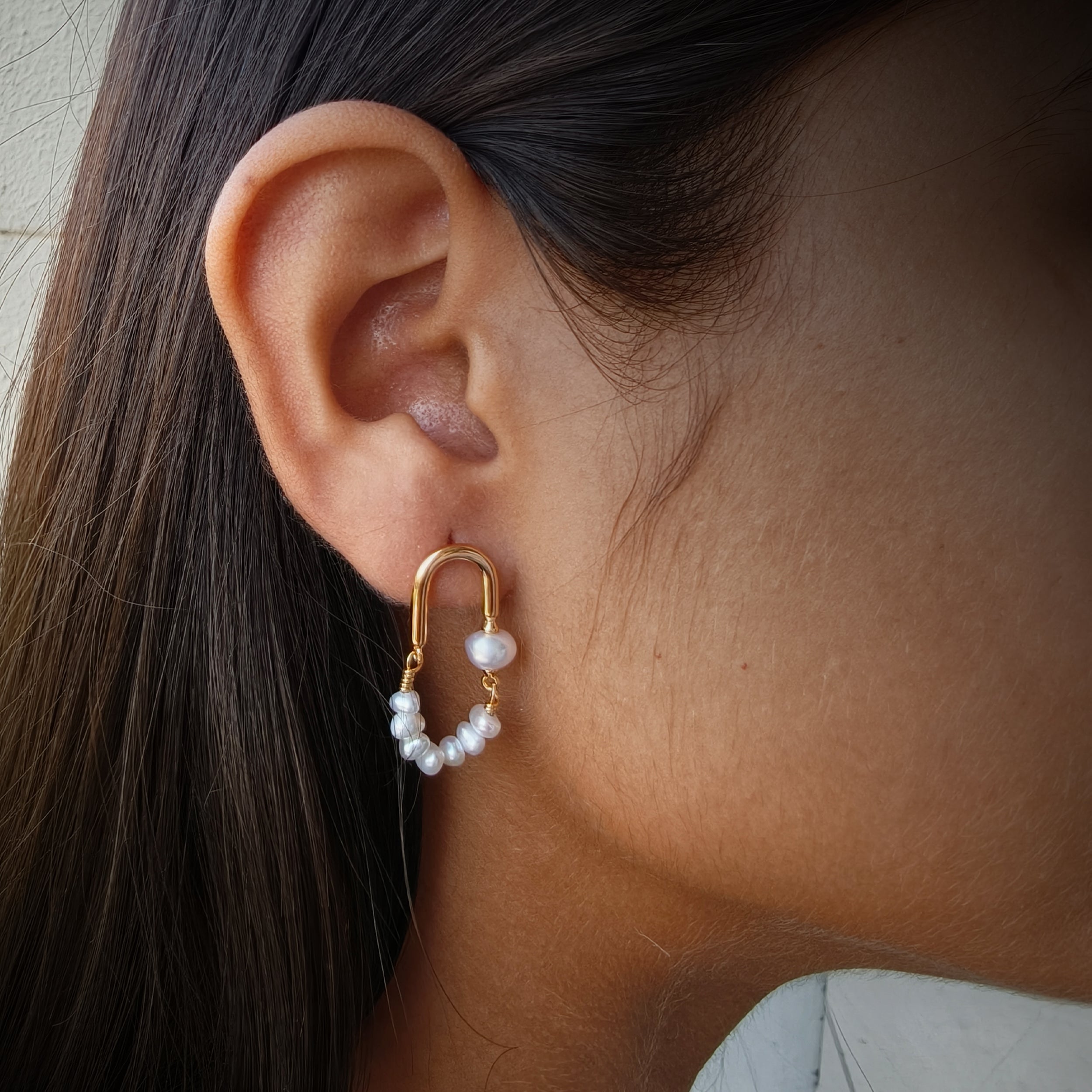 Elegant Gold-Finish Pearl Earrings