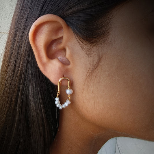 Elegant Gold-Finish Pearl Earrings