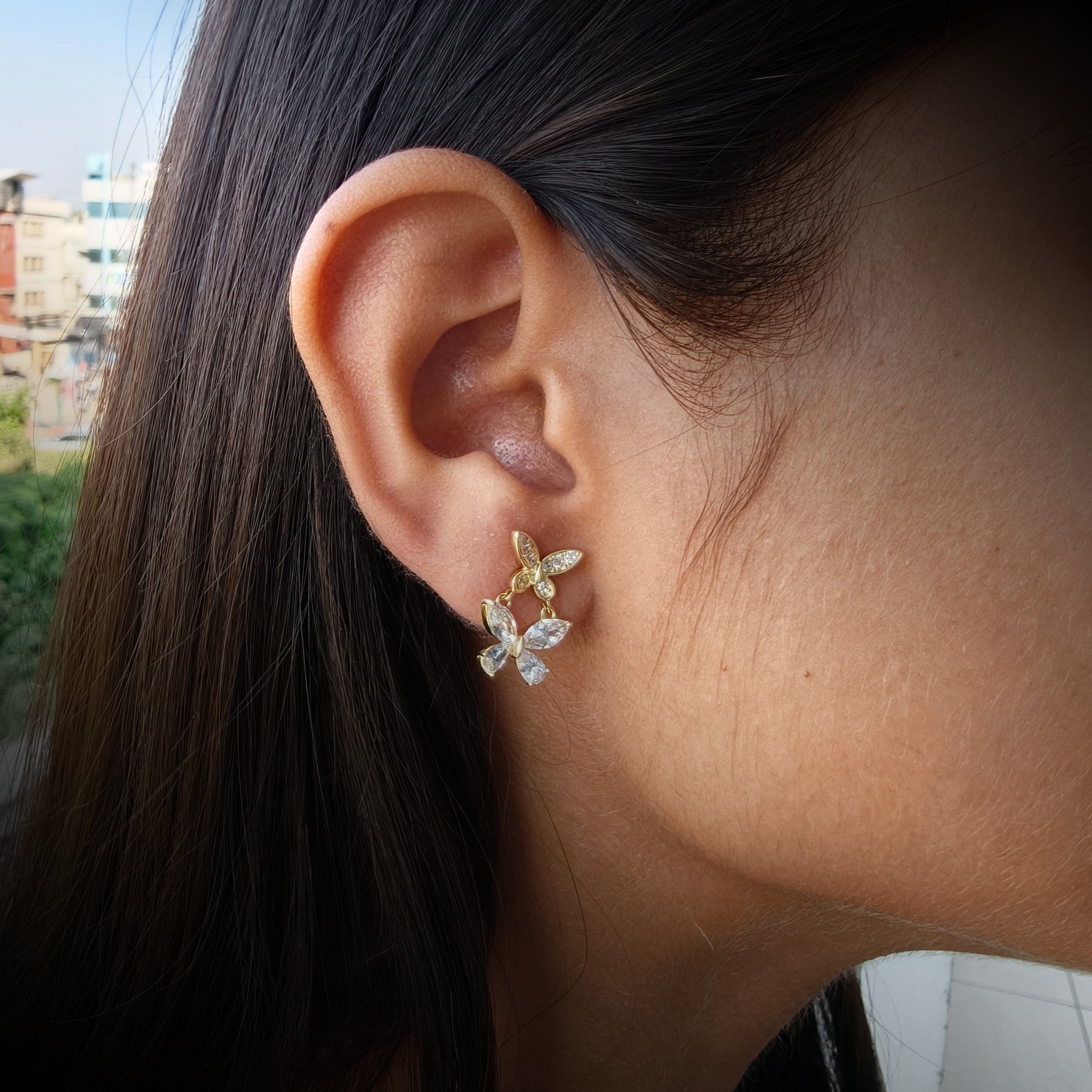 Sparkling Butterfly Duo Earrings