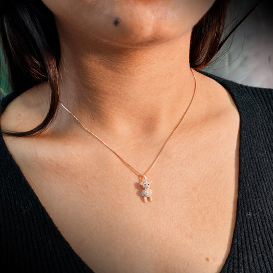 Sparkle Teddy Rose Gold Necklace