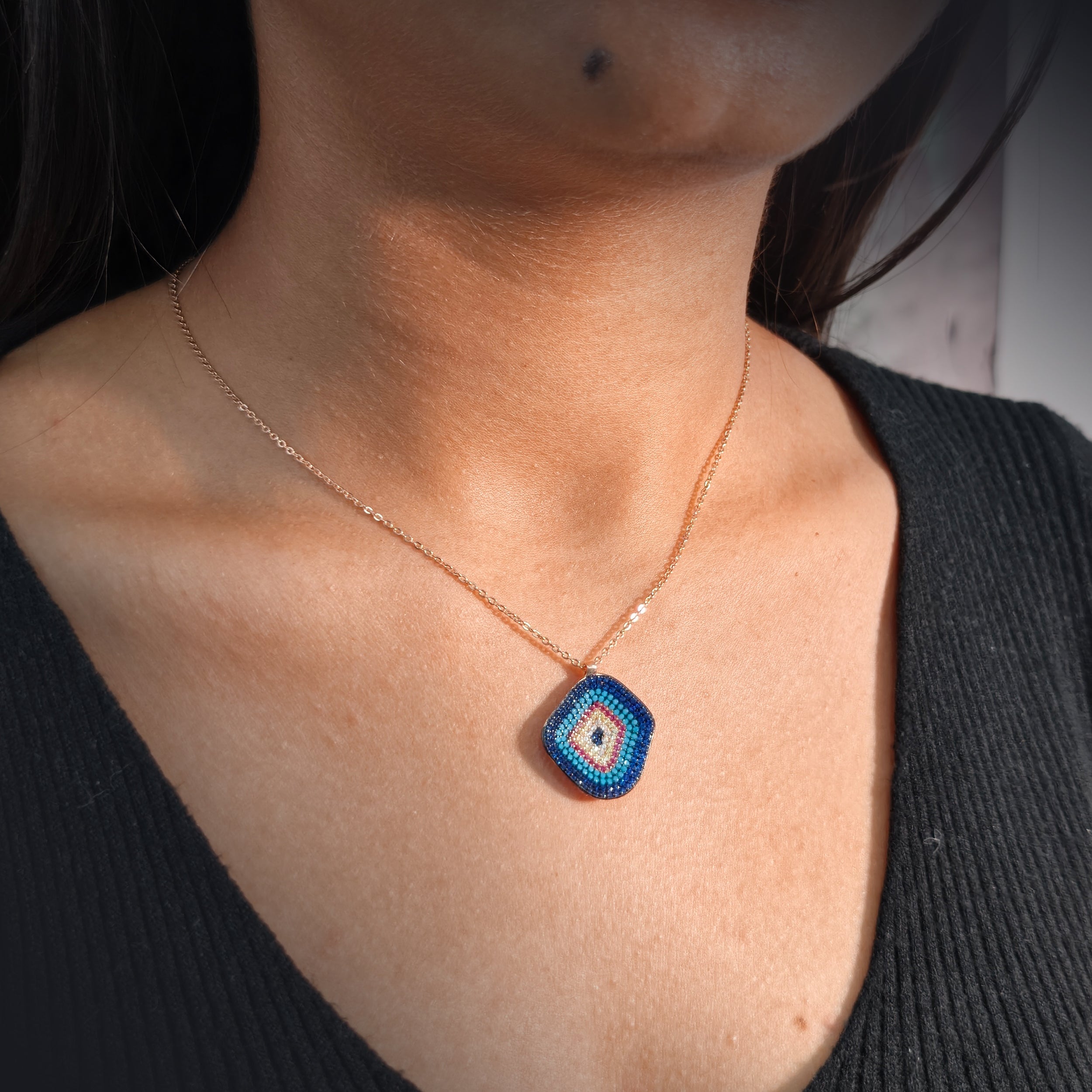 Luxe Evil Eye Shield Necklace