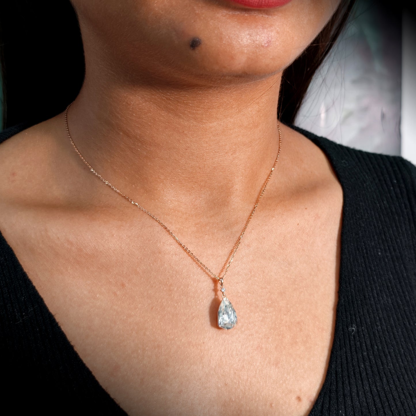 Crystal Drop Rose Gold Necklace