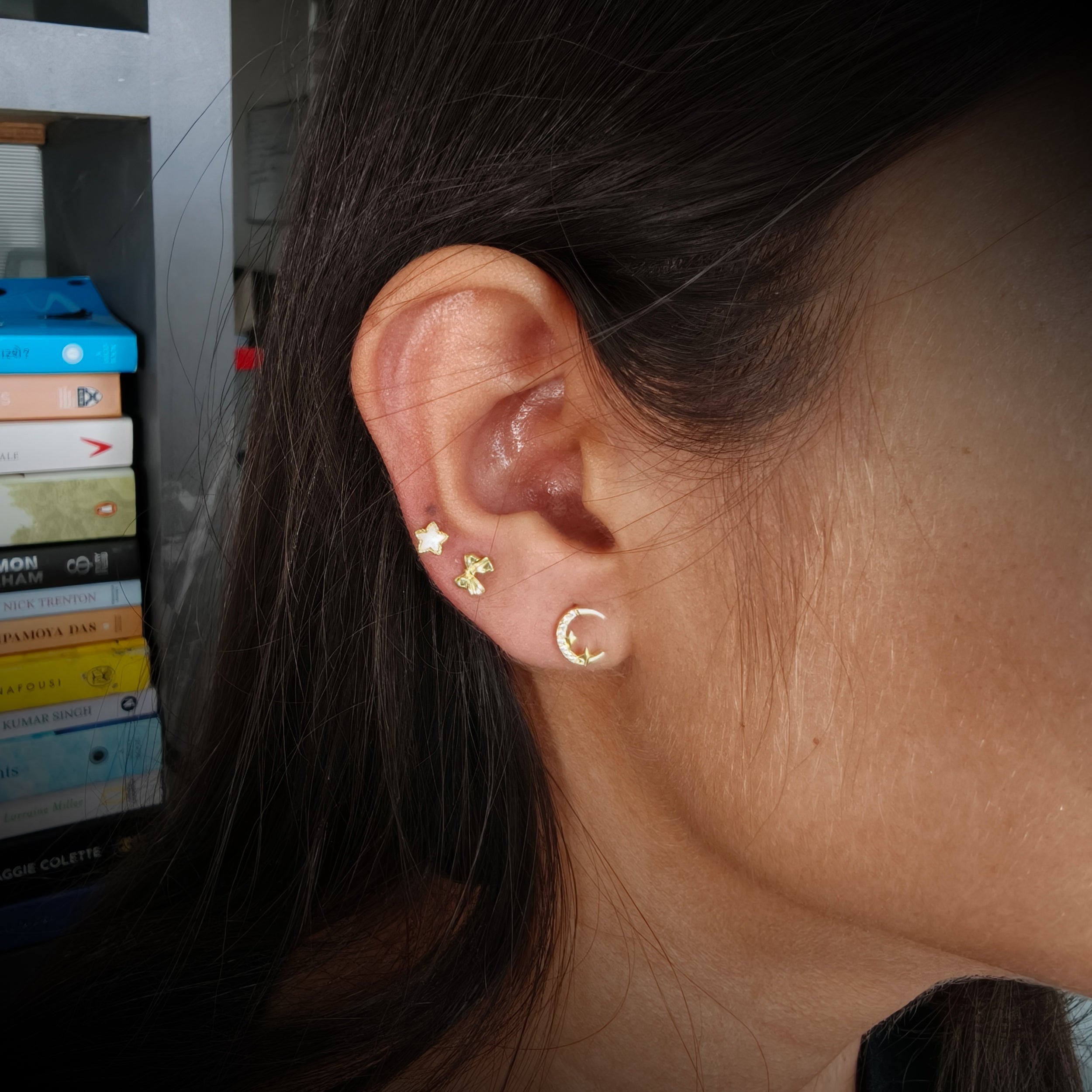 Tiny Moon, Star & Bow Stud Pack