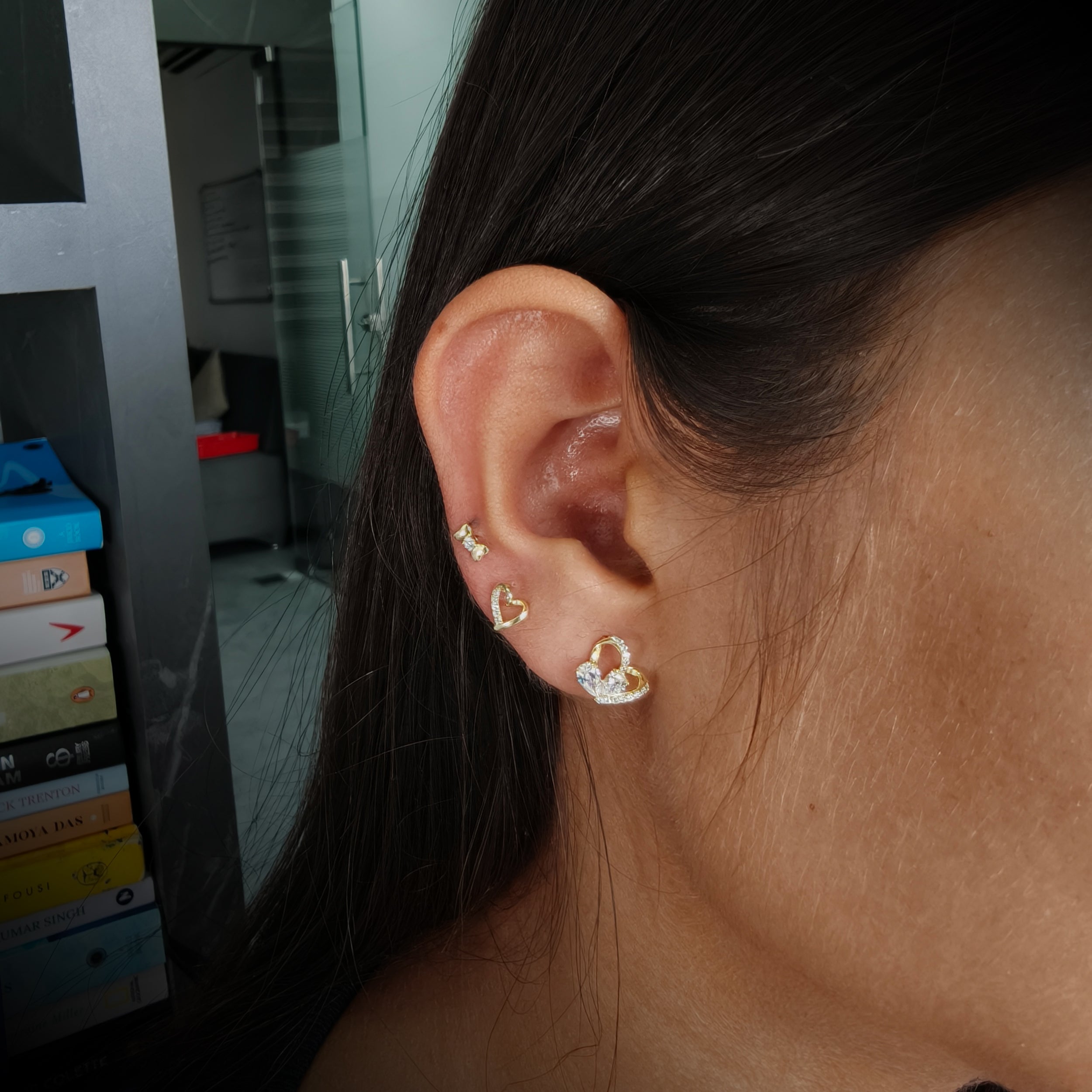 Elegant Heart Trio Earrings