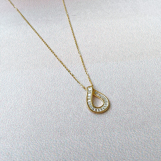 Golden Teardrop Spark Pendant Necklace