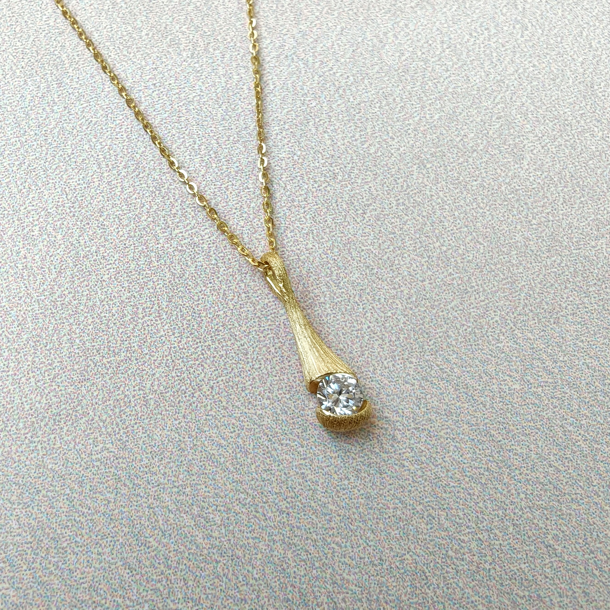 Radiant Drop Solitaire Gold Necklace