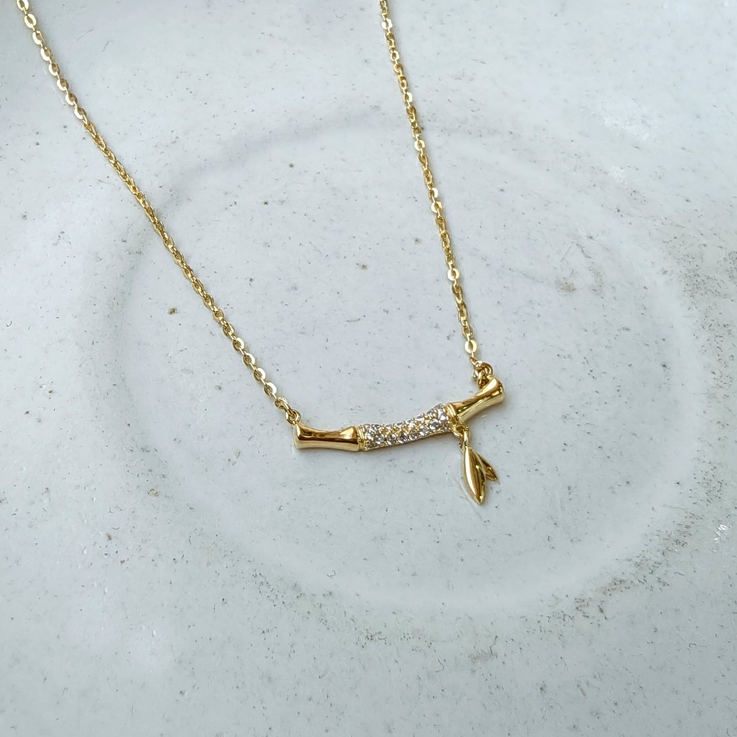 Golden Leaf Charm Bar Necklace