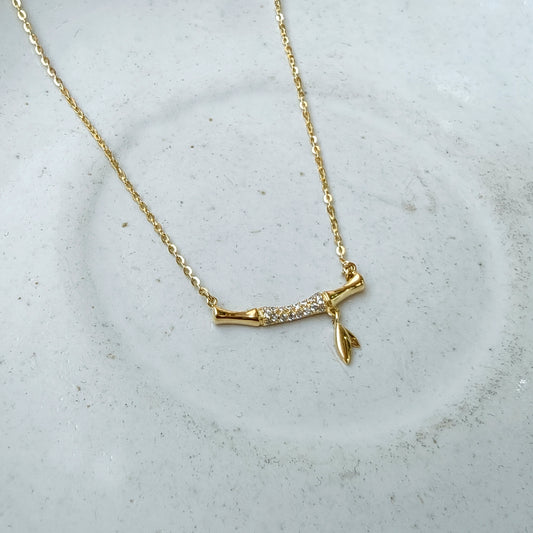 Golden Leaf Charm Bar Necklace