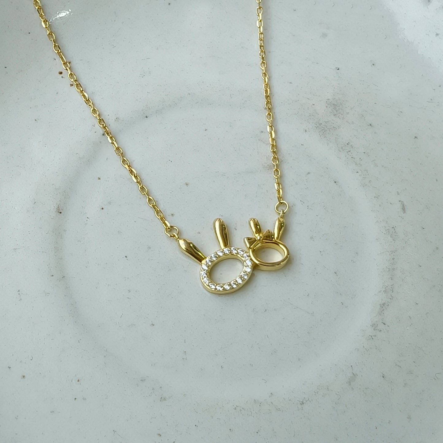 Golden Bunny Duo Sparkle Necklace