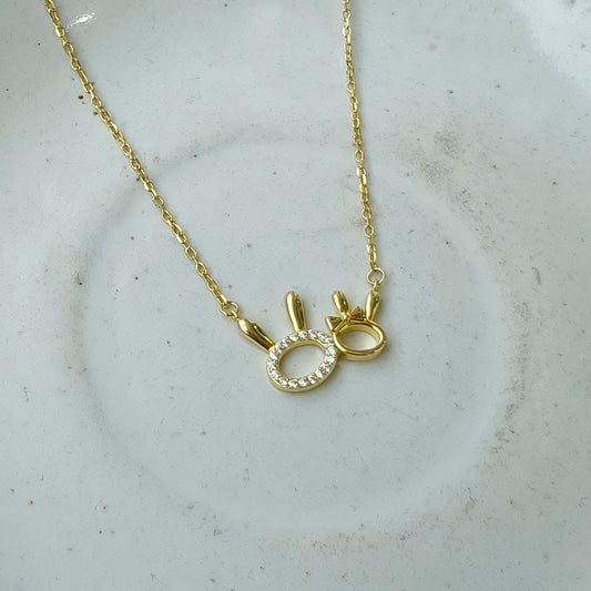 Golden Bunny Duo Sparkle Necklace