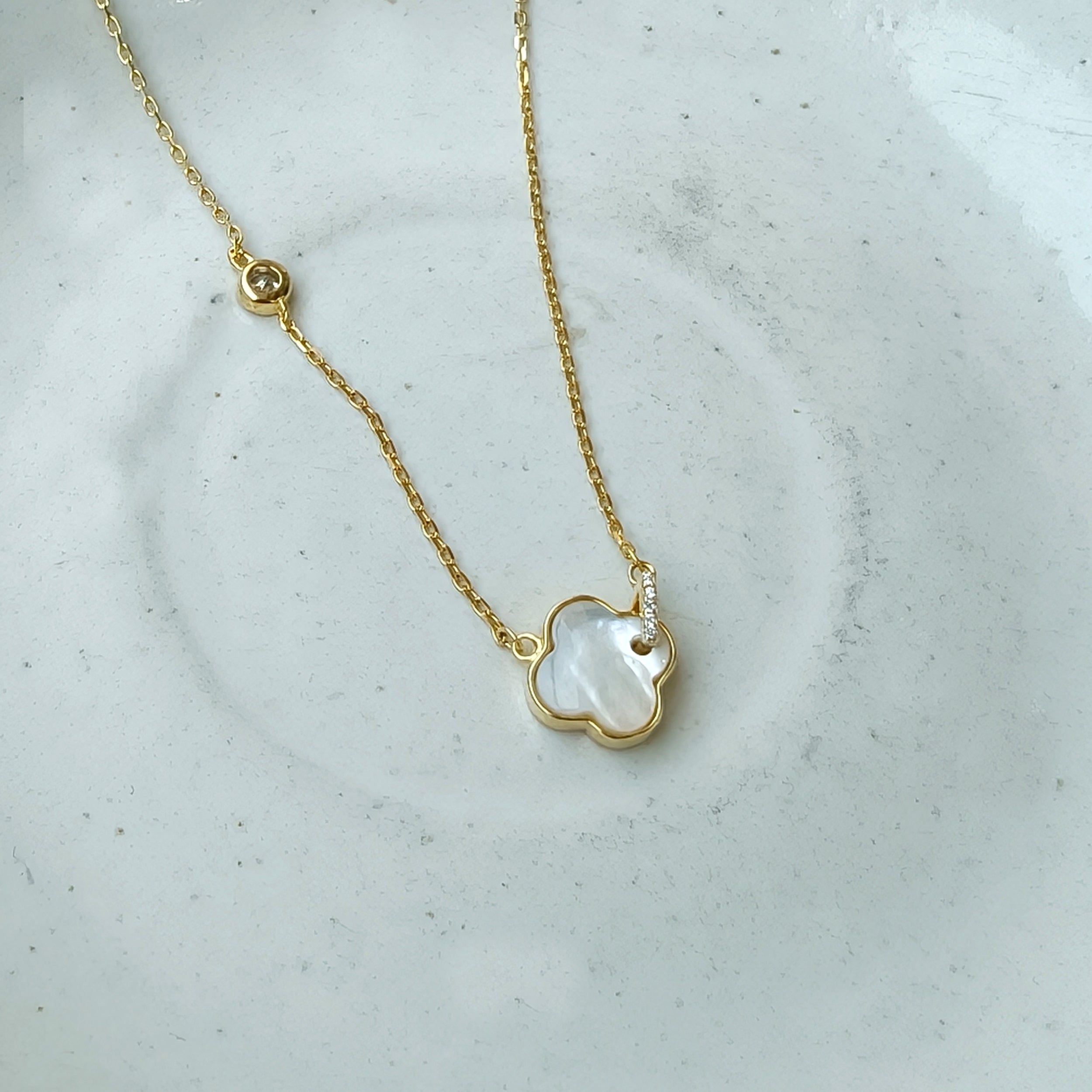 Golden Clover Pearl Accent Necklace