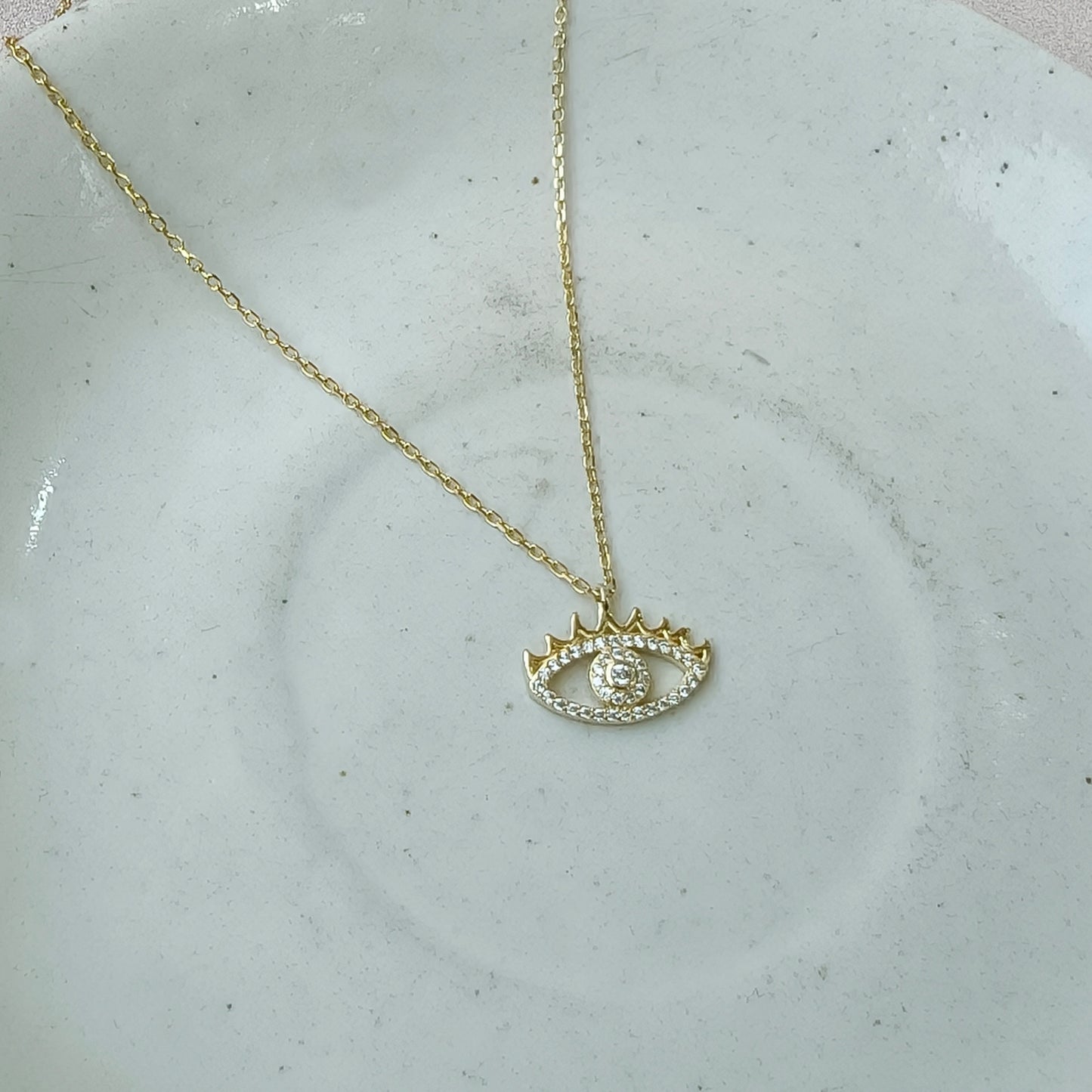 Royal Evil Eye Crown Gold Necklace