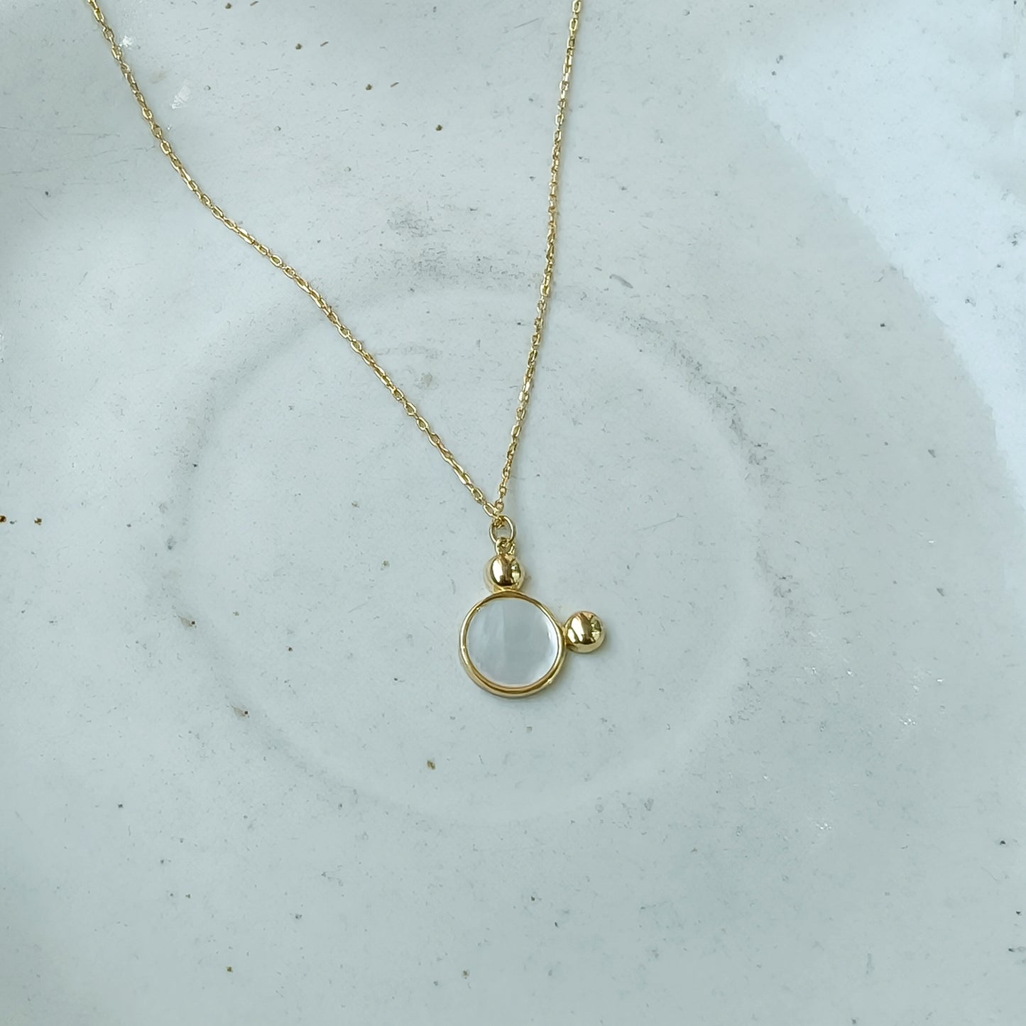 Aurora White Disc Gold Necklace