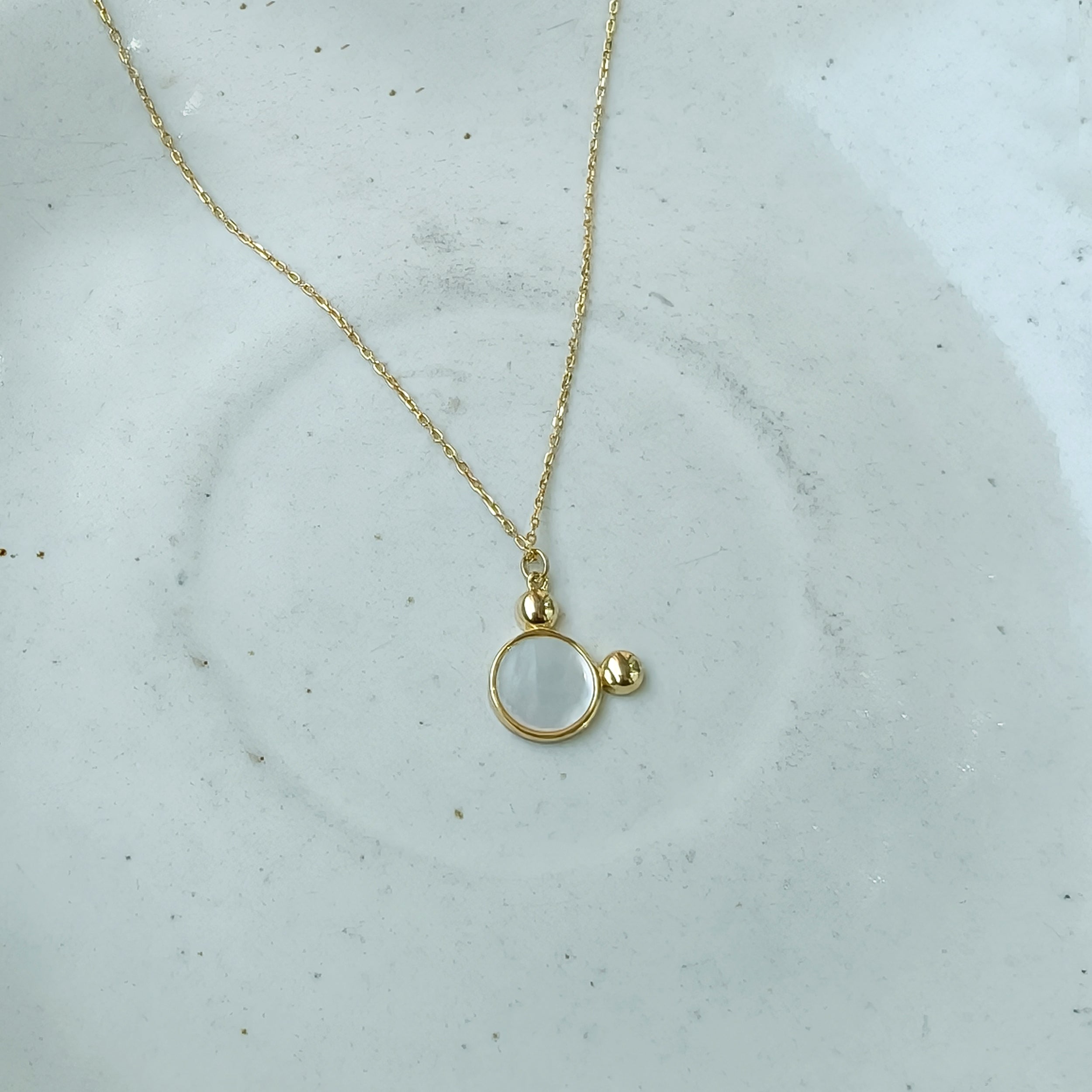 Aurora White Disc Gold Necklace