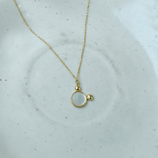 Aurora White Disc Gold Necklace