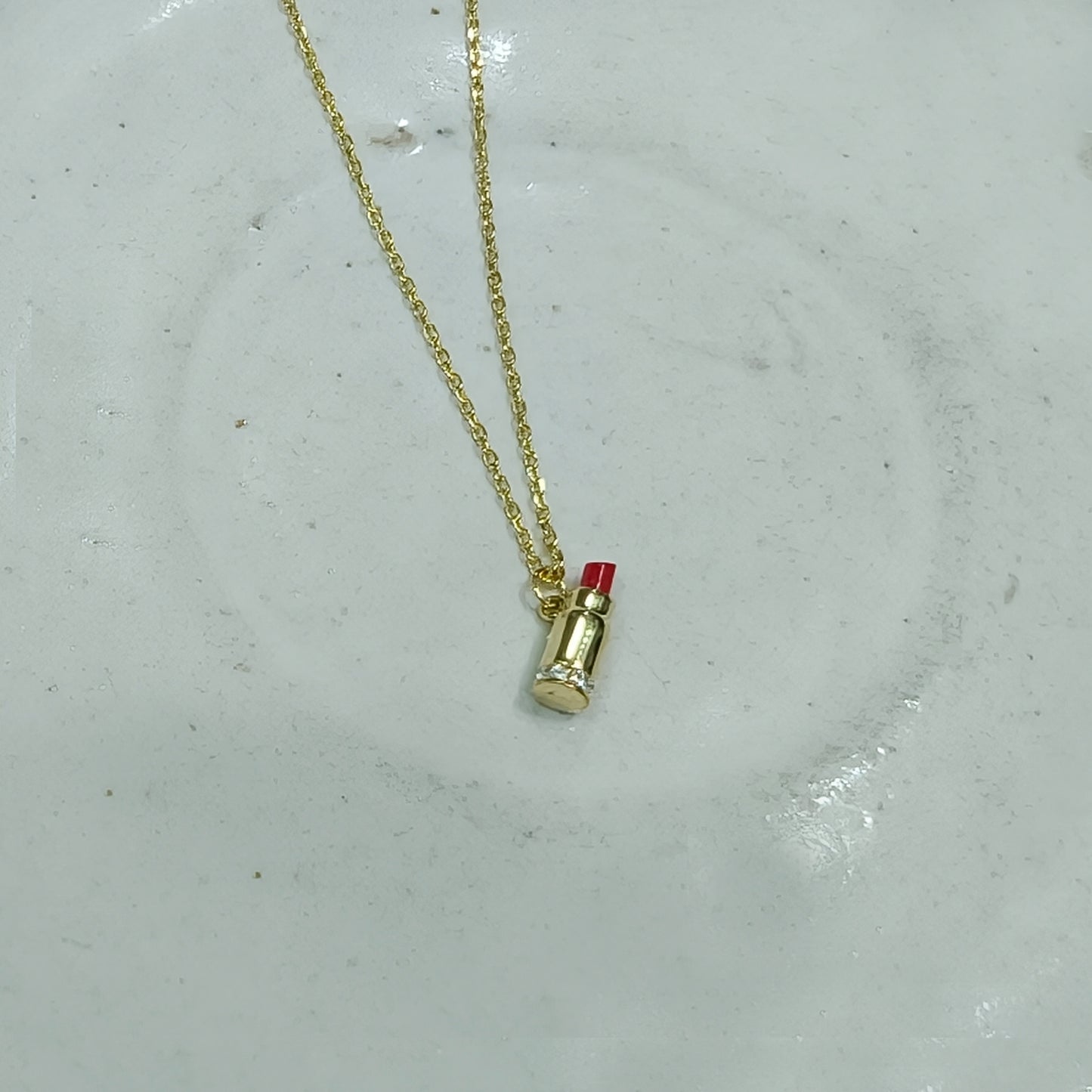 Beauty Icon Gold Lipstick Necklace