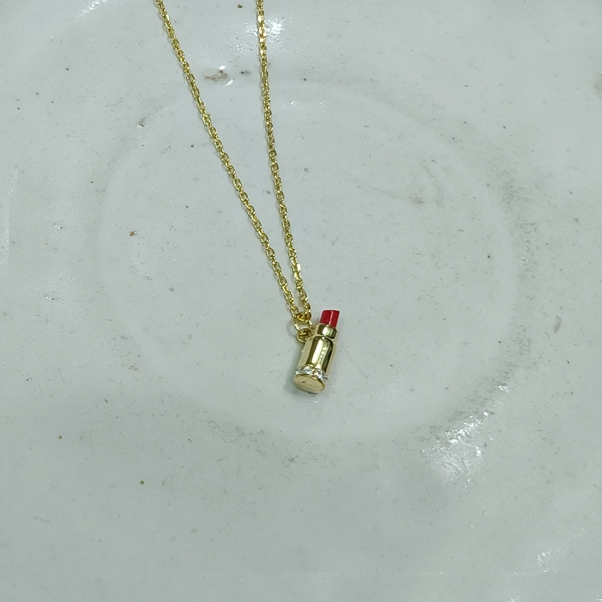 Beauty Icon Gold Lipstick Necklace