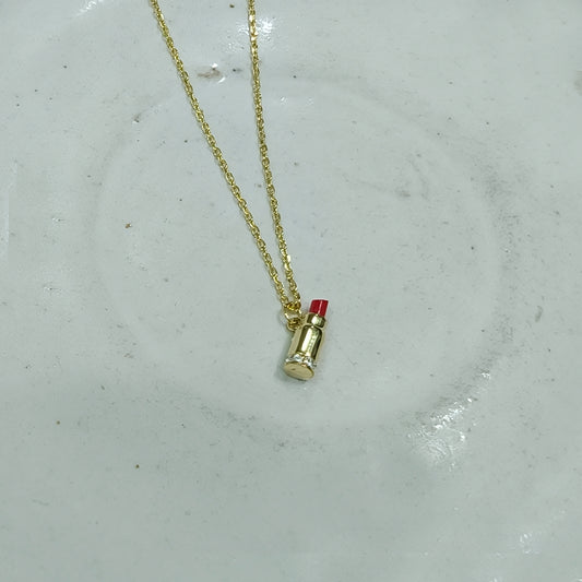 Beauty Icon Gold Lipstick Necklace