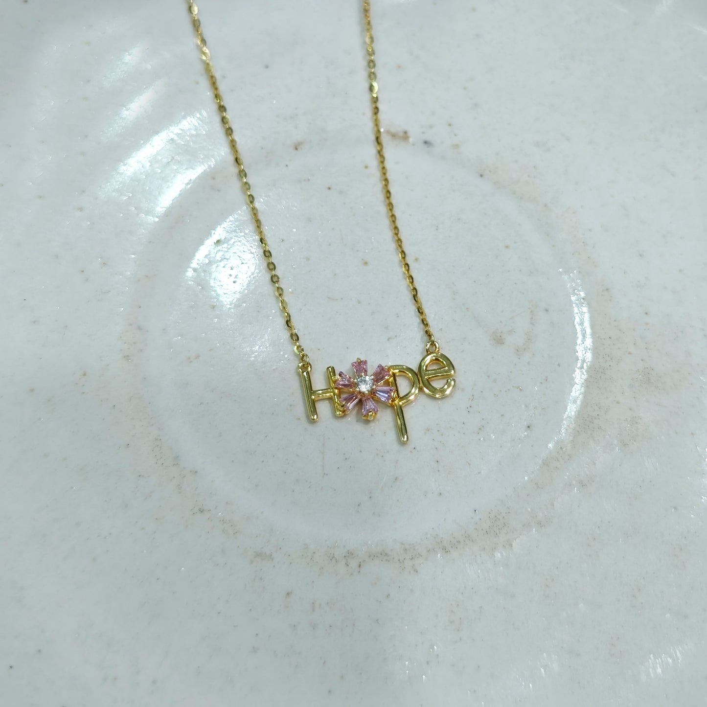 Pink Bloom Hope Gold Pendant