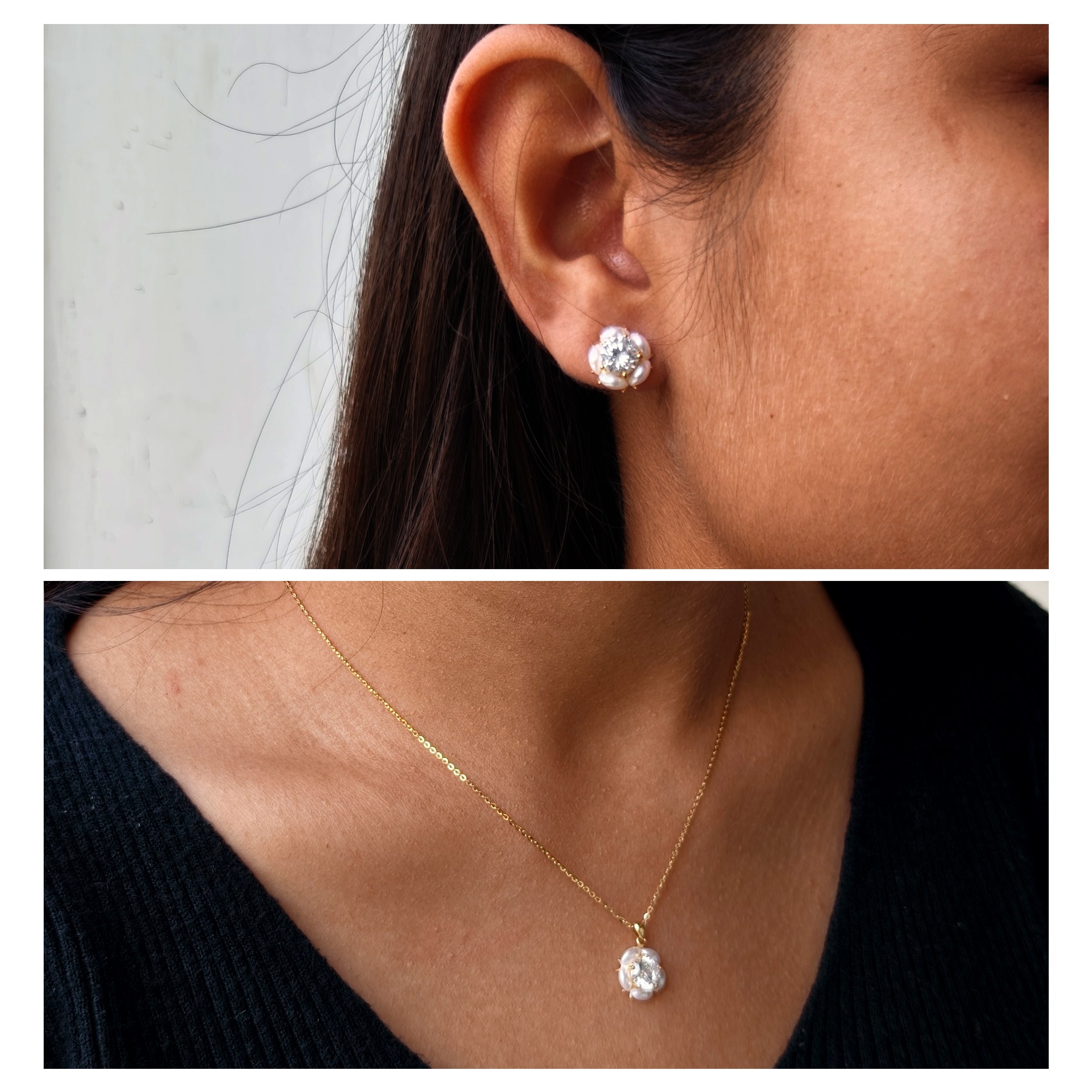 White Petal Sparkle Jewelry Set