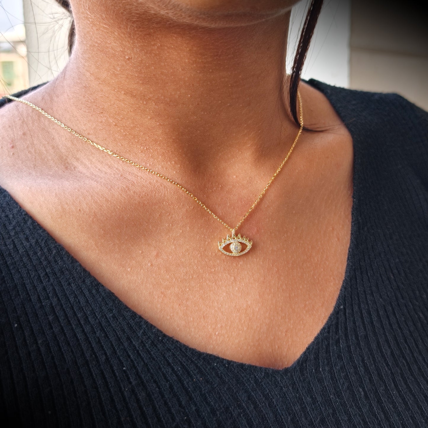 Royal Evil Eye Crown Gold Necklace