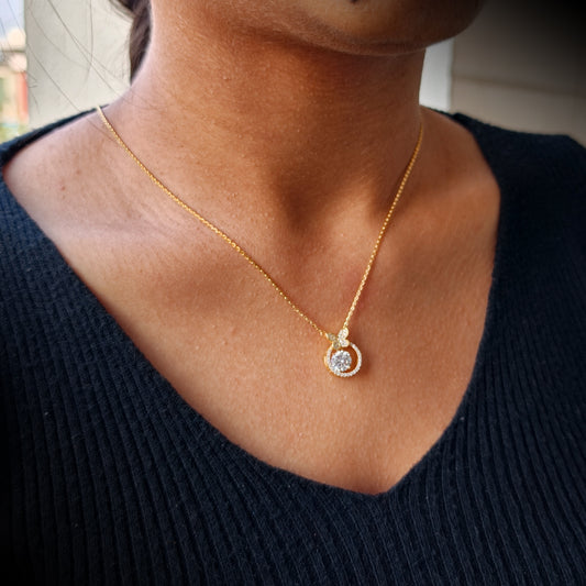 Butterfly Halo Diamond-Style Gold Necklace