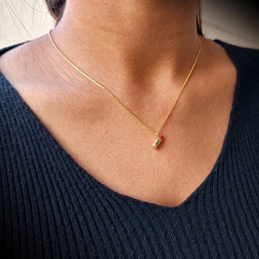 Beauty Icon Gold Lipstick Necklace