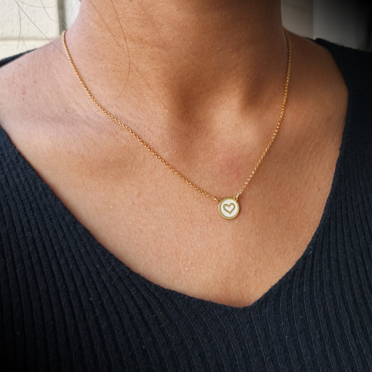 Heart Within Circle Gold Necklace