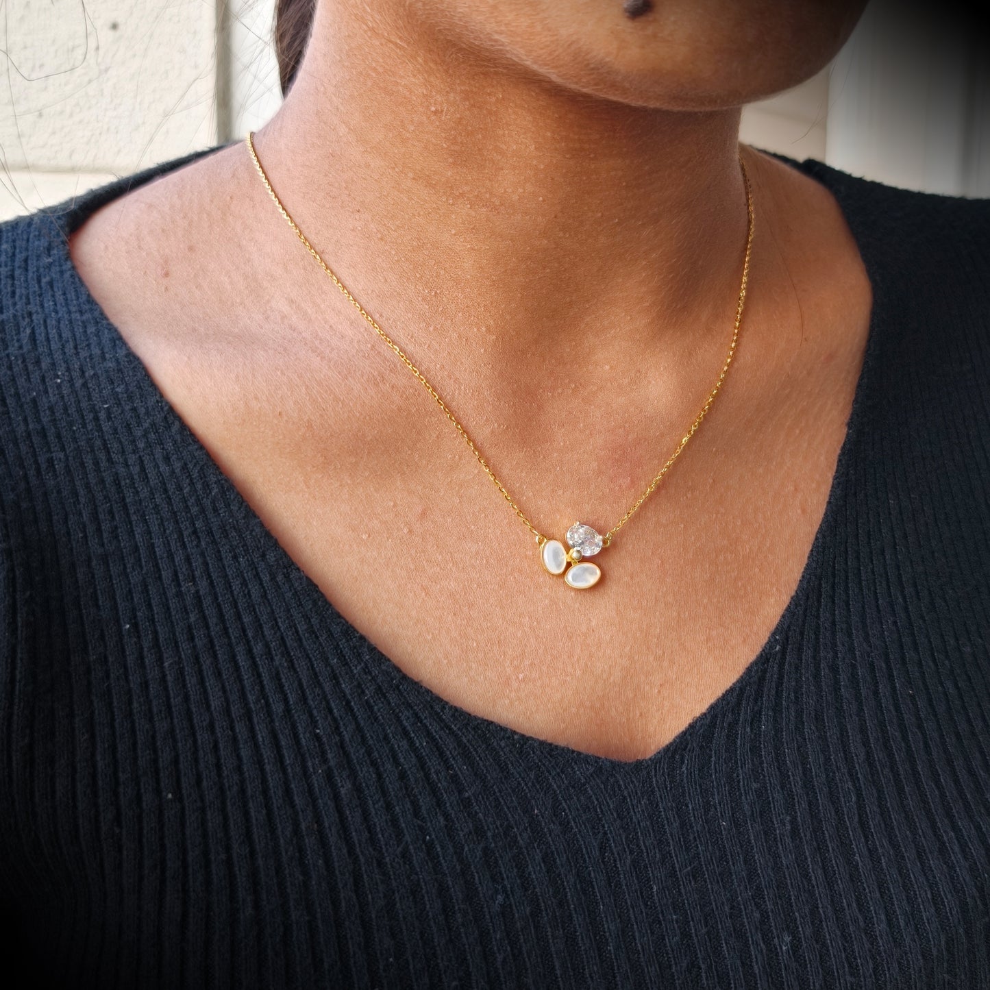 Golden Trio Pearl Necklace