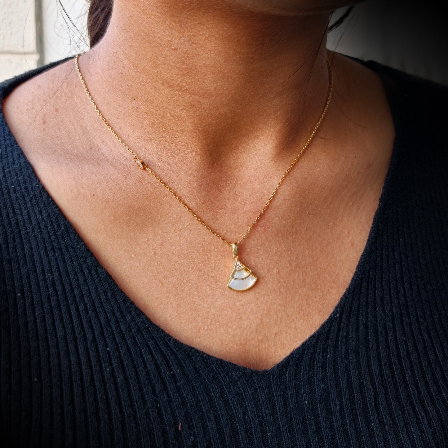 Modern Pearl Drop Gold Necklace