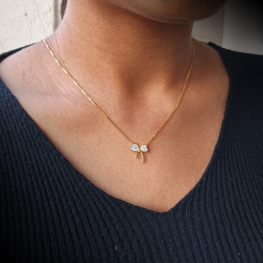 Cute Heart Bow Gold Necklace