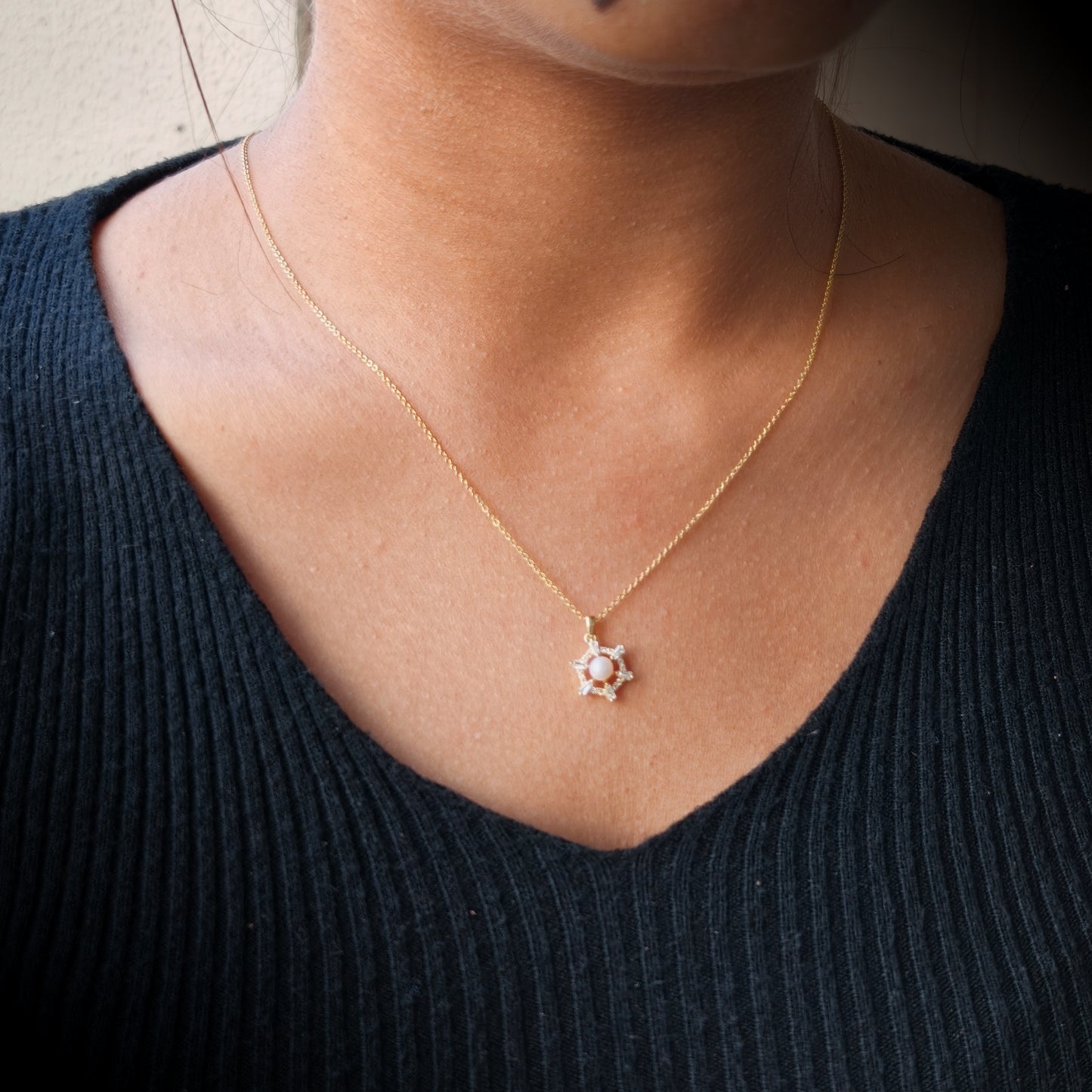 Starlight Pearl Diamond Gold Necklace